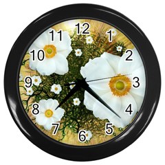 Summer Anemone Sylvestris Wall Clocks (black) by Celenk