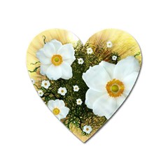 Summer Anemone Sylvestris Heart Magnet by Celenk