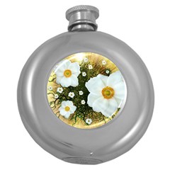 Summer Anemone Sylvestris Round Hip Flask (5 Oz) by Celenk