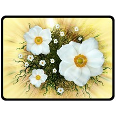 Summer Anemone Sylvestris Double Sided Fleece Blanket (large)  by Celenk