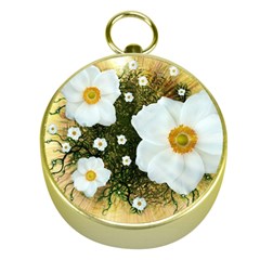 Summer Anemone Sylvestris Gold Compasses by Celenk