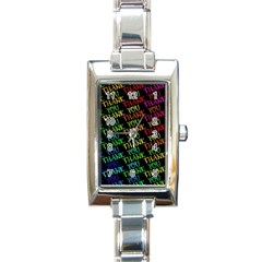 Thank You Font Colorful Word Color Rectangle Italian Charm Watch by Celenk