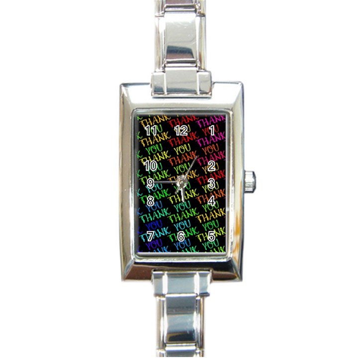 Thank You Font Colorful Word Color Rectangle Italian Charm Watch