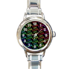 Thank You Font Colorful Word Color Round Italian Charm Watch by Celenk