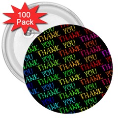 Thank You Font Colorful Word Color 3  Buttons (100 Pack)  by Celenk