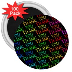 Thank You Font Colorful Word Color 3  Magnets (100 Pack) by Celenk