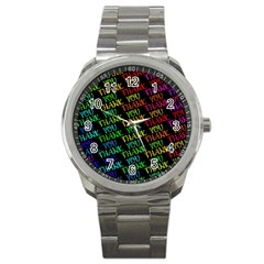 Thank You Font Colorful Word Color Sport Metal Watch by Celenk