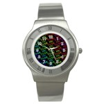 Thank You Font Colorful Word Color Stainless Steel Watch Front