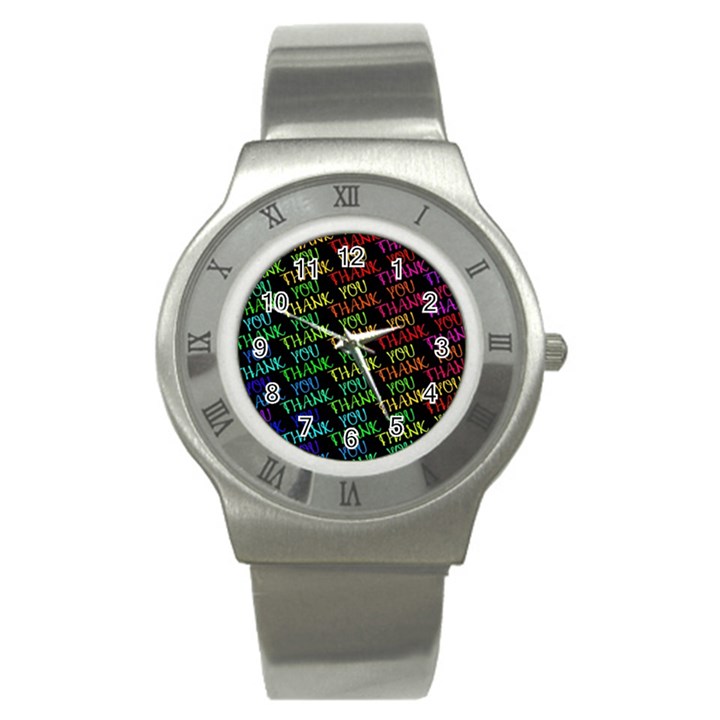 Thank You Font Colorful Word Color Stainless Steel Watch