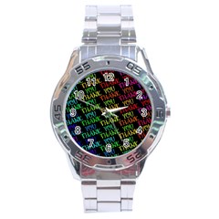 Thank You Font Colorful Word Color Stainless Steel Analogue Watch by Celenk