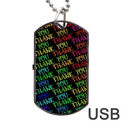 Thank You Font Colorful Word Color Dog Tag Usb Flash (one Side) by Celenk