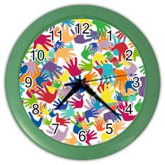 Volunteers Hands Voluntary Wrap Color Wall Clocks by Celenk