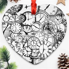 Time Clock Watches Time Of Ornament (heart) by Celenk