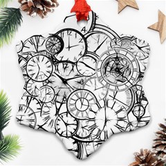 Time Clock Watches Time Of Snowflake Ornament (two Sides) by Celenk