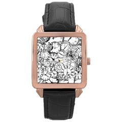 Time Clock Watches Time Of Rose Gold Leather Watch  by Celenk