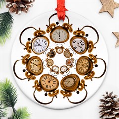 Time Clock Alarm Clock Time Of Ornament (round) by Celenk