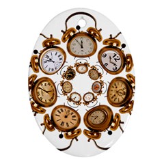 Time Clock Alarm Clock Time Of Ornament (oval) by Celenk