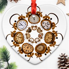 Time Clock Alarm Clock Time Of Ornament (heart) by Celenk