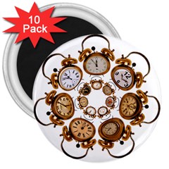 Time Clock Alarm Clock Time Of 3  Magnets (10 Pack)  by Celenk