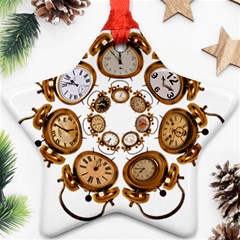 Time Clock Alarm Clock Time Of Star Ornament (two Sides) by Celenk