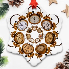 Time Clock Alarm Clock Time Of Ornament (snowflake) by Celenk