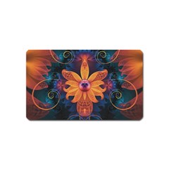 Beautiful Fiery Orange & Blue Fractal Orchid Flower Magnet (name Card) by jayaprime