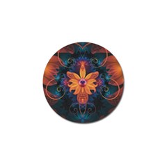 Beautiful Fiery Orange & Blue Fractal Orchid Flower Golf Ball Marker by jayaprime