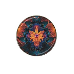 Beautiful Fiery Orange & Blue Fractal Orchid Flower Hat Clip Ball Marker (10 Pack) by jayaprime