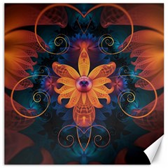 Beautiful Fiery Orange & Blue Fractal Orchid Flower Canvas 20  X 20   by jayaprime