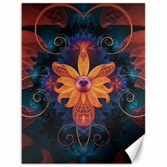 Beautiful Fiery Orange & Blue Fractal Orchid Flower Canvas 18  X 24   by jayaprime