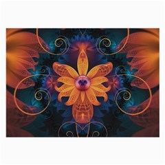 Beautiful Fiery Orange & Blue Fractal Orchid Flower Large Glasses Cloth (2-side) by jayaprime