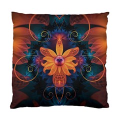 Beautiful Fiery Orange & Blue Fractal Orchid Flower Standard Cushion Case (one Side) by jayaprime