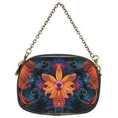 Beautiful Fiery Orange & Blue Fractal Orchid Flower Chain Purses (two Sides)  by jayaprime