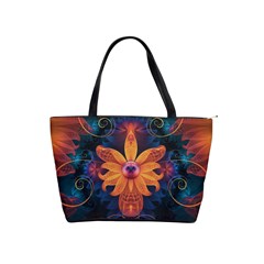 Beautiful Fiery Orange & Blue Fractal Orchid Flower Shoulder Handbags by jayaprime