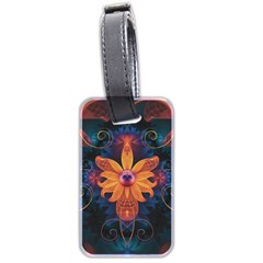 Beautiful Fiery Orange & Blue Fractal Orchid Flower Luggage Tags (two Sides) by jayaprime