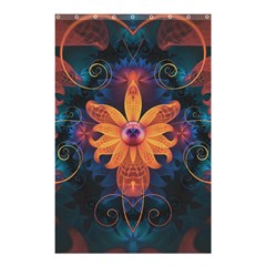 Beautiful Fiery Orange & Blue Fractal Orchid Flower Shower Curtain 48  X 72  (small)  by jayaprime