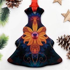 Beautiful Fiery Orange & Blue Fractal Orchid Flower Ornament (christmas Tree)  by jayaprime