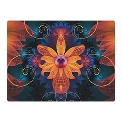 Beautiful Fiery Orange & Blue Fractal Orchid Flower Double Sided Flano Blanket (mini)  by jayaprime