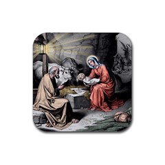 The Birth Of Christ Rubber Coaster (square)  by Valentinaart