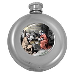 The Birth Of Christ Round Hip Flask (5 Oz) by Valentinaart