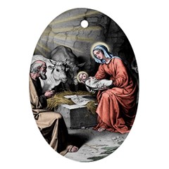 The Birth Of Christ Oval Ornament (two Sides) by Valentinaart