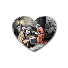 The Birth Of Christ Heart Coaster (4 Pack)  by Valentinaart