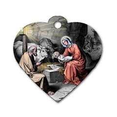 The Birth Of Christ Dog Tag Heart (two Sides) by Valentinaart