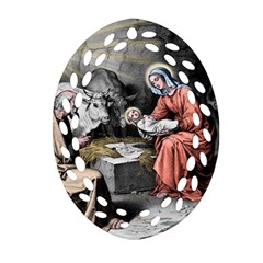 The Birth Of Christ Oval Filigree Ornament (two Sides) by Valentinaart