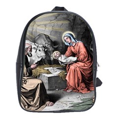 The Birth Of Christ School Bag (xl) by Valentinaart