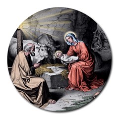 The Birth Of Christ Round Mousepads by Valentinaart