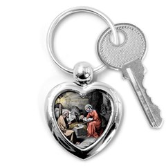 The Birth Of Christ Key Chains (heart)  by Valentinaart