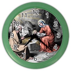 The Birth Of Christ Color Wall Clocks by Valentinaart