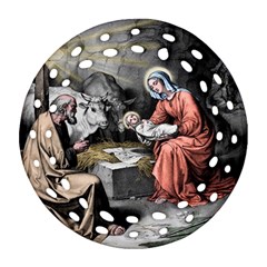 The Birth Of Christ Ornament (round Filigree) by Valentinaart