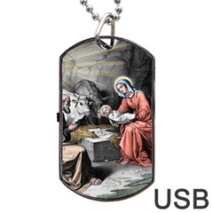 The Birth Of Christ Dog Tag Usb Flash (one Side) by Valentinaart